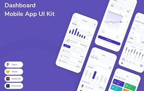 仪表盘App应用程序UI工具包素材 Dashboard Mobile App UI Kit