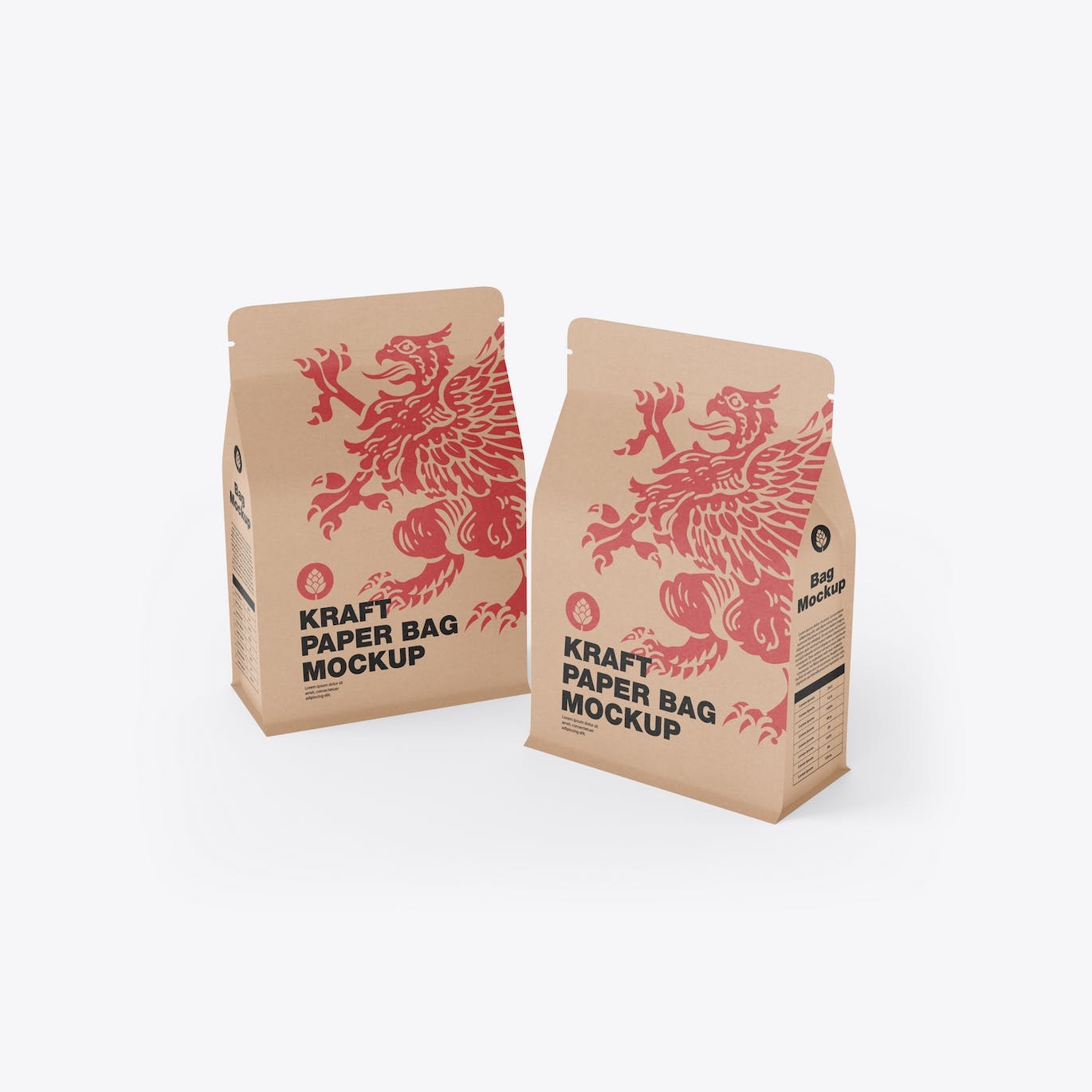 纸质牛皮纸食品袋包装设计样机 Paper Food Bag Mockup 样机素材 第4张
