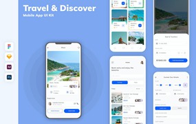 旅行与探索App移动应用设计UI工具包 Travel & Discover Mobile App UI Kit