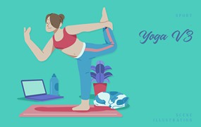 瑜伽运动场景插画v3 Sport – Yoga V3 Scene Illustration