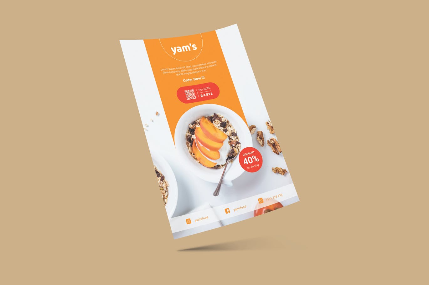 极简主义健康食品宣传单设计 Healthy Food – Flyer Template Design 设计素材 第3张
