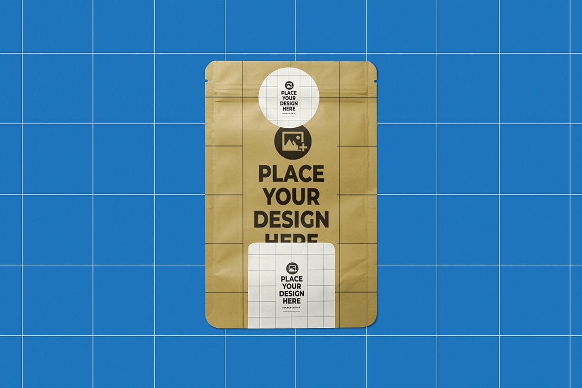 带贴纸的纸袋品牌包装设计样机 Paper Pouch With Sticker Mockup 样机素材 第2张