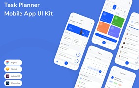 任务计划表App应用程序UI工具包素材 Task Planner Mobile App UI Kit