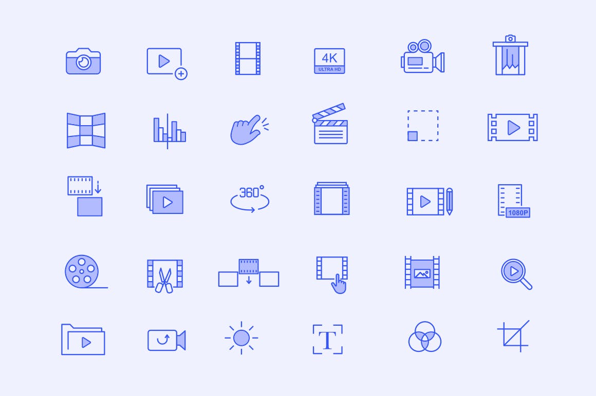 30个视频编辑矢量图标30 Video Editing Icons 图标素材 第2张