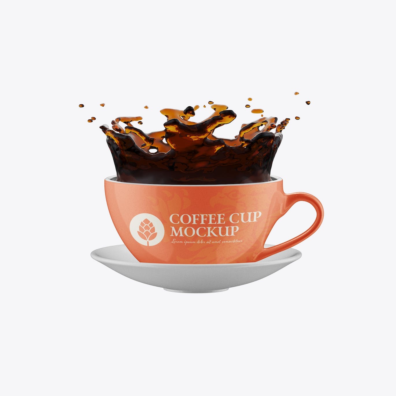 托盘咖啡杯品牌设计样机 Colorfull Coffee Cup with Splash Mockup 样机素材 第4张