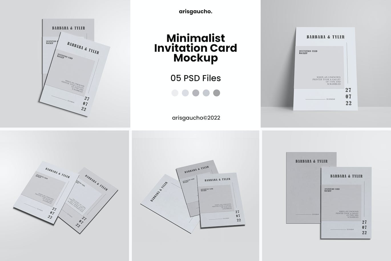 极简邀请函/卡设计样机 Minimalist Invitation Card Mockup