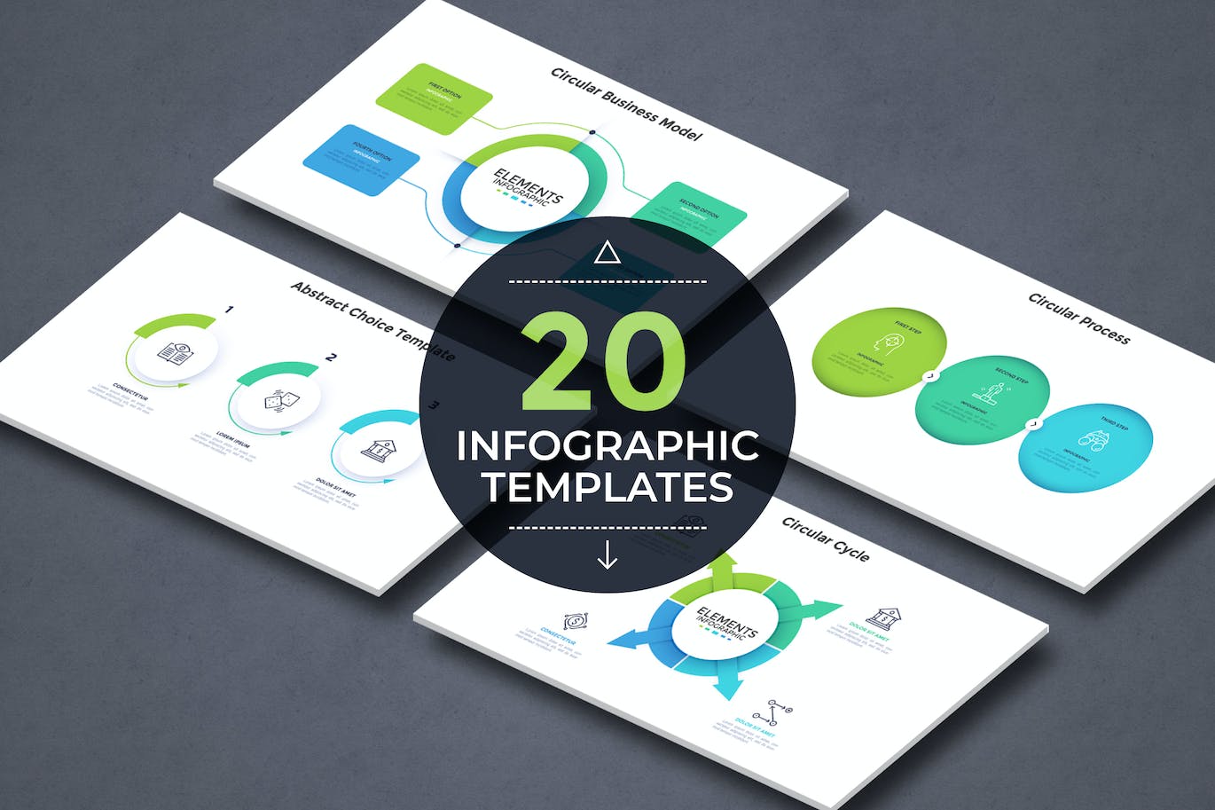 彩色纸张风格现代信息图表模板v12 20 Infographic Template v.12 幻灯图表 第1张