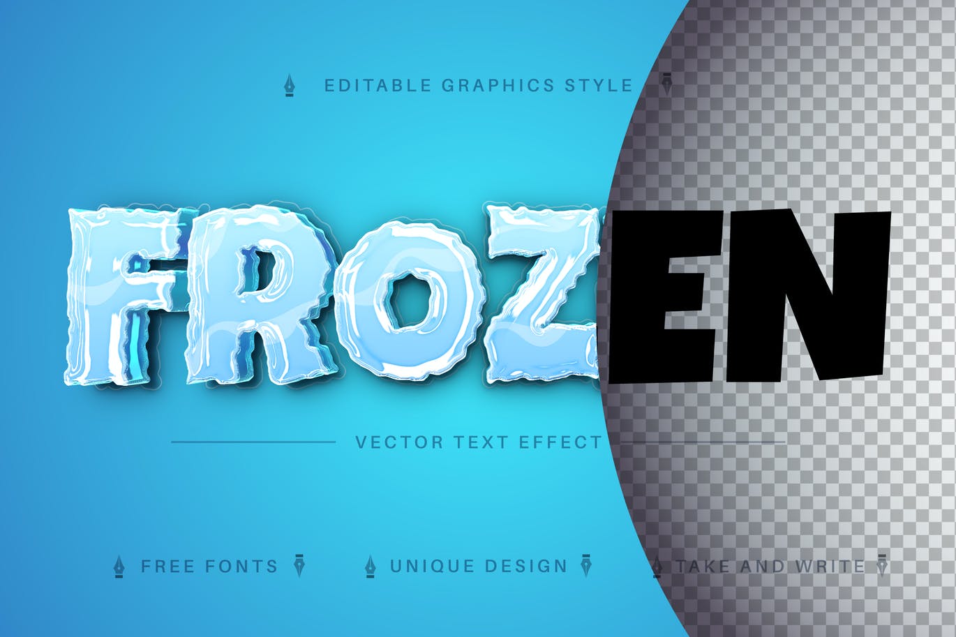 冻结冰块字体样式矢量文本效果 Frozen Winter – Editable Text Effect, Font Style 插件预设 第1张