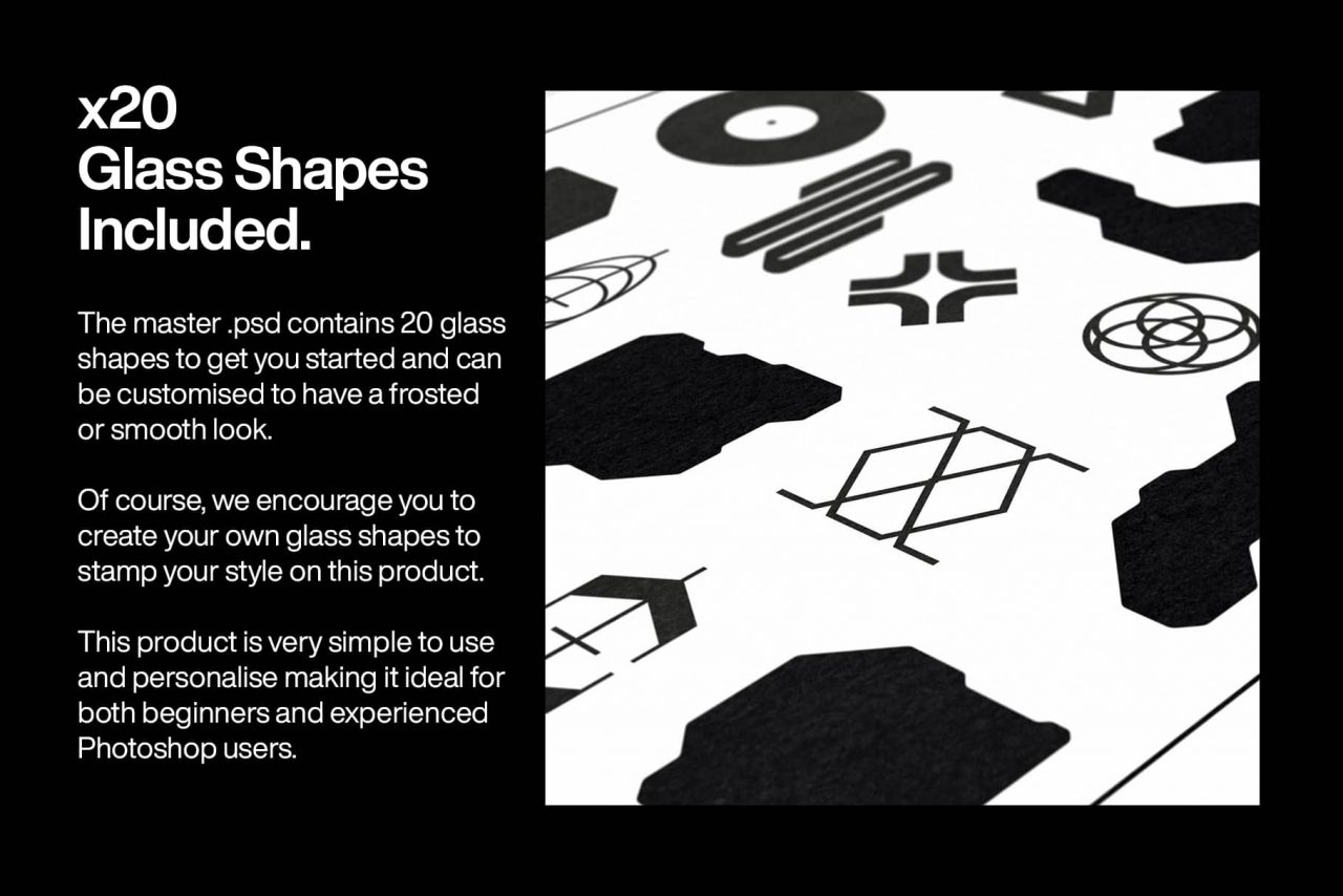 20种潮流玻璃形状磨砂自定义PSD图形包 Glass Shapes 图片素材 第11张