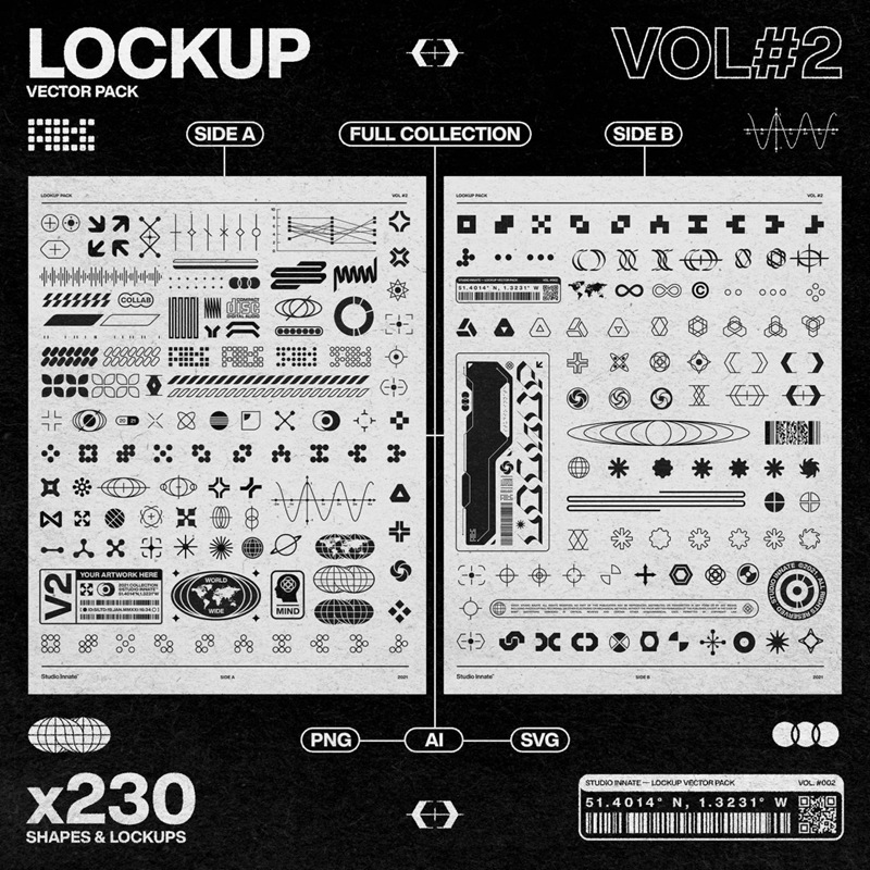 230+款时尚潮流赛博朋克艺术几何Logo图形AI矢量设计素材 Studio Innate – Lockup Vector Pack Vol.2 图片素材 第1张