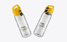 透明塑料运动水瓶设计样机 Sport Bottle Mockup