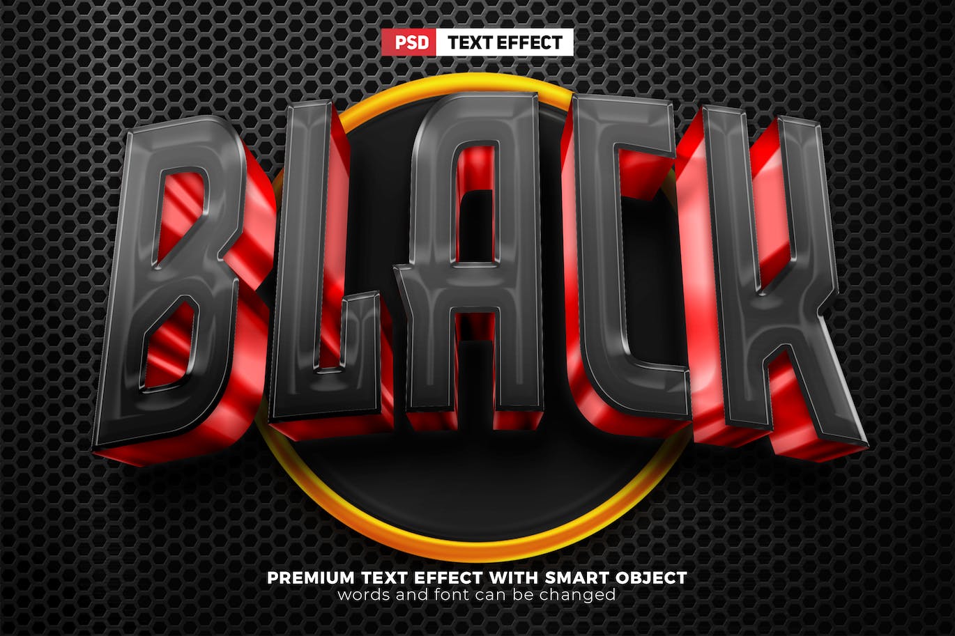 黑红色团队运动3D文本效果 Black Red Team Esport 3D Text Effect 幻灯图表 第1张