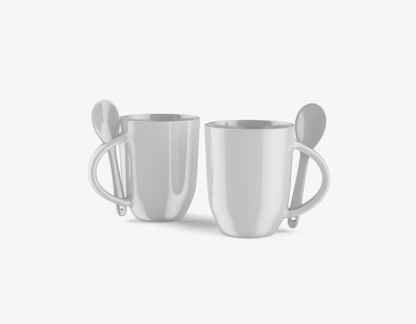 带勺子的彩色马克杯杯身设计样机 Colorfull Mug with Spoon Mockup 样机素材 第2张