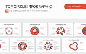 圆形数据图表PPT幻灯片模板 Top Circle Infographic PowerPoint Template