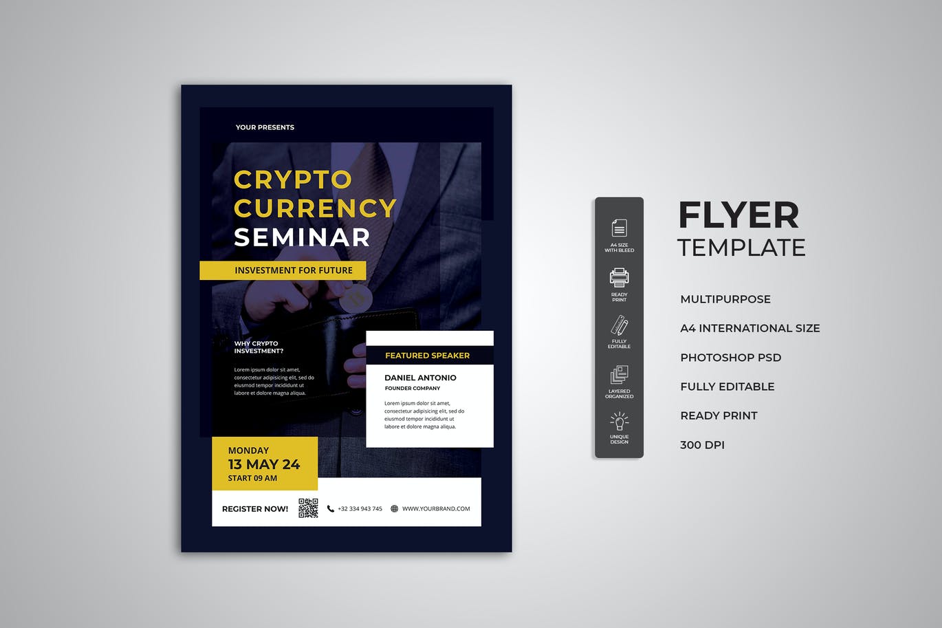 加密金融投资海报模板 Crypto Flyer 设计素材 第1张