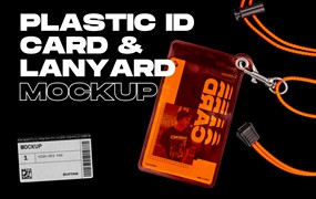 塑料身份证和挂绳样机 PLASTIC ID CARD AND LANYARD MOCKUP