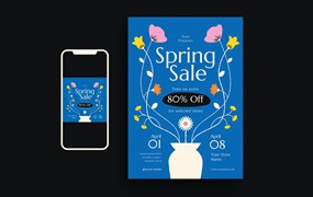 春季促销活动宣传单模板下载 Spring Sale Event Flyer Set