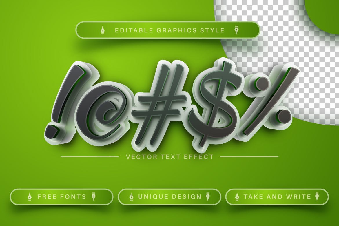3D绿色可编辑的文字效果 3D Green – Editable Text Effect, Font Style 插件预设 第3张