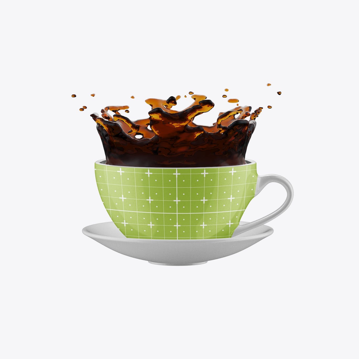托盘咖啡杯品牌设计样机 Colorfull Coffee Cup with Splash Mockup 样机素材 第3张