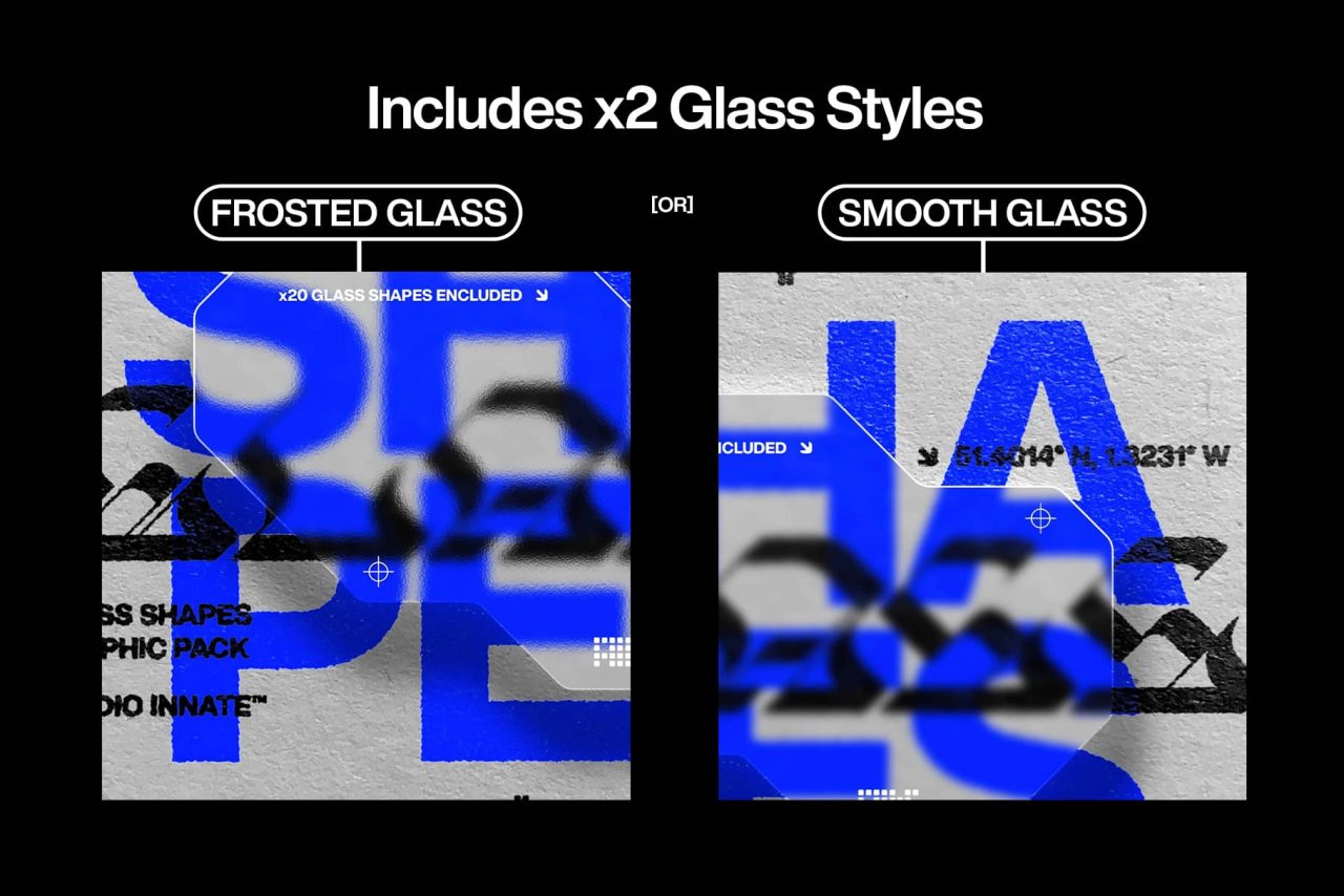 20种潮流玻璃形状磨砂自定义PSD图形包 Glass Shapes 图片素材 第2张