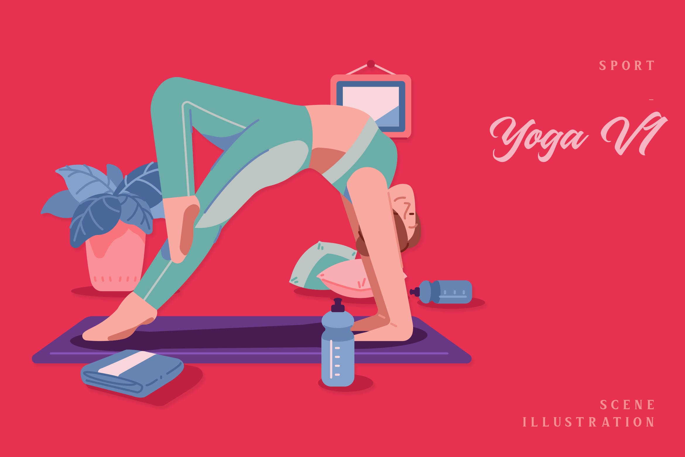 瑜伽运动场景插画v1 Sport – Yoga V1 Scene Illustration 图片素材 第1张