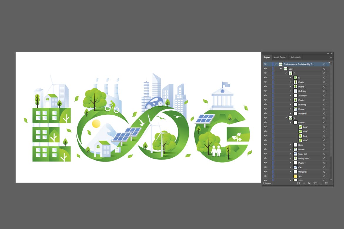 可持续发展概念ESG绿色环保插画 Sustainable ESG Green Illustration 图片素材 第2张