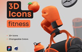 3D健身网站应用程序游戏演示文稿自定义的图标元素 3D Icons Pack – Fitness