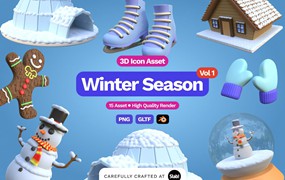 3D冬天冬季插画素材v1 3D Winter Season Vol 1