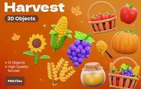 丰收食品3D插画 Harvest 3D Illustrations