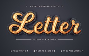 可编辑的3D金色液体文字效果 Good 3D- Editable Text Effect, Font Style