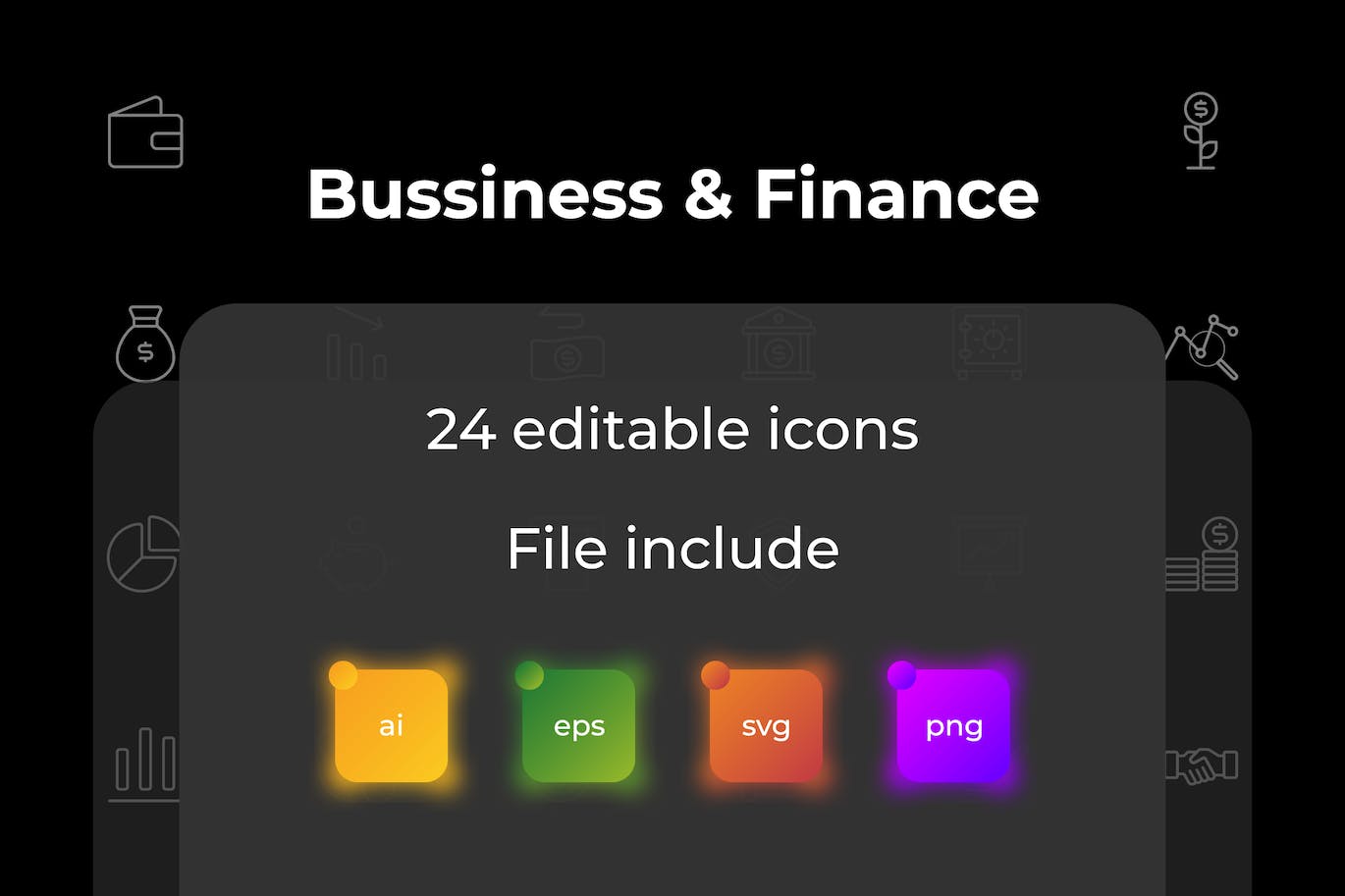 商业和金融图标集 Business and Finance Outline Icon Set 图标素材 第1张