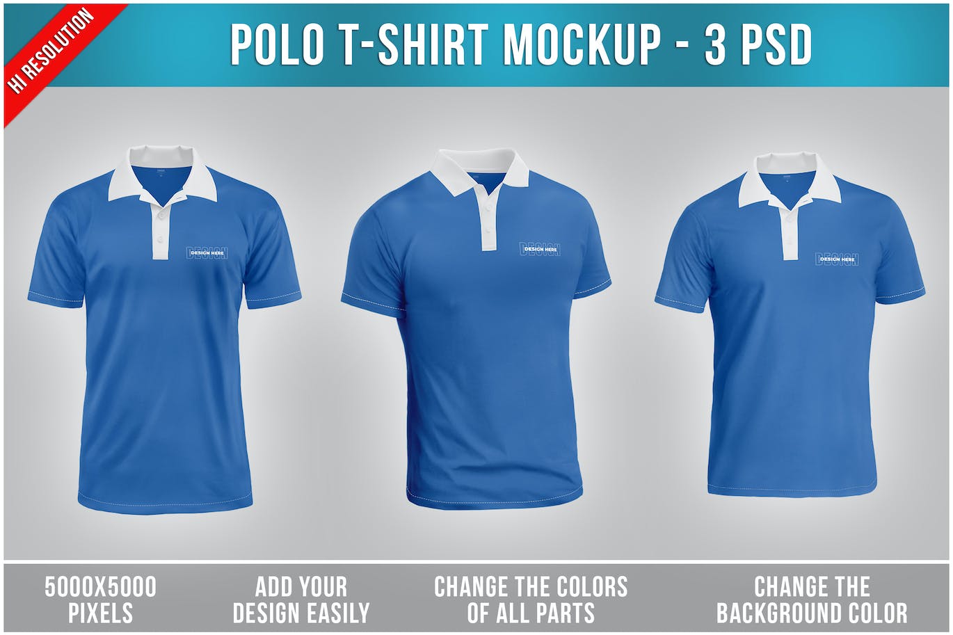马球T恤服装设计效果图样机 Polo T-Shirt Mockup 样机素材 第1张