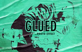 胶粘折痕海报照片效果模板 Glued Poster Photo Effect