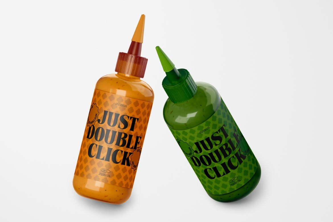 酱料塑料瓶包装设计样机套装 Sauce Bottle Mockup Set 样机素材 第4张