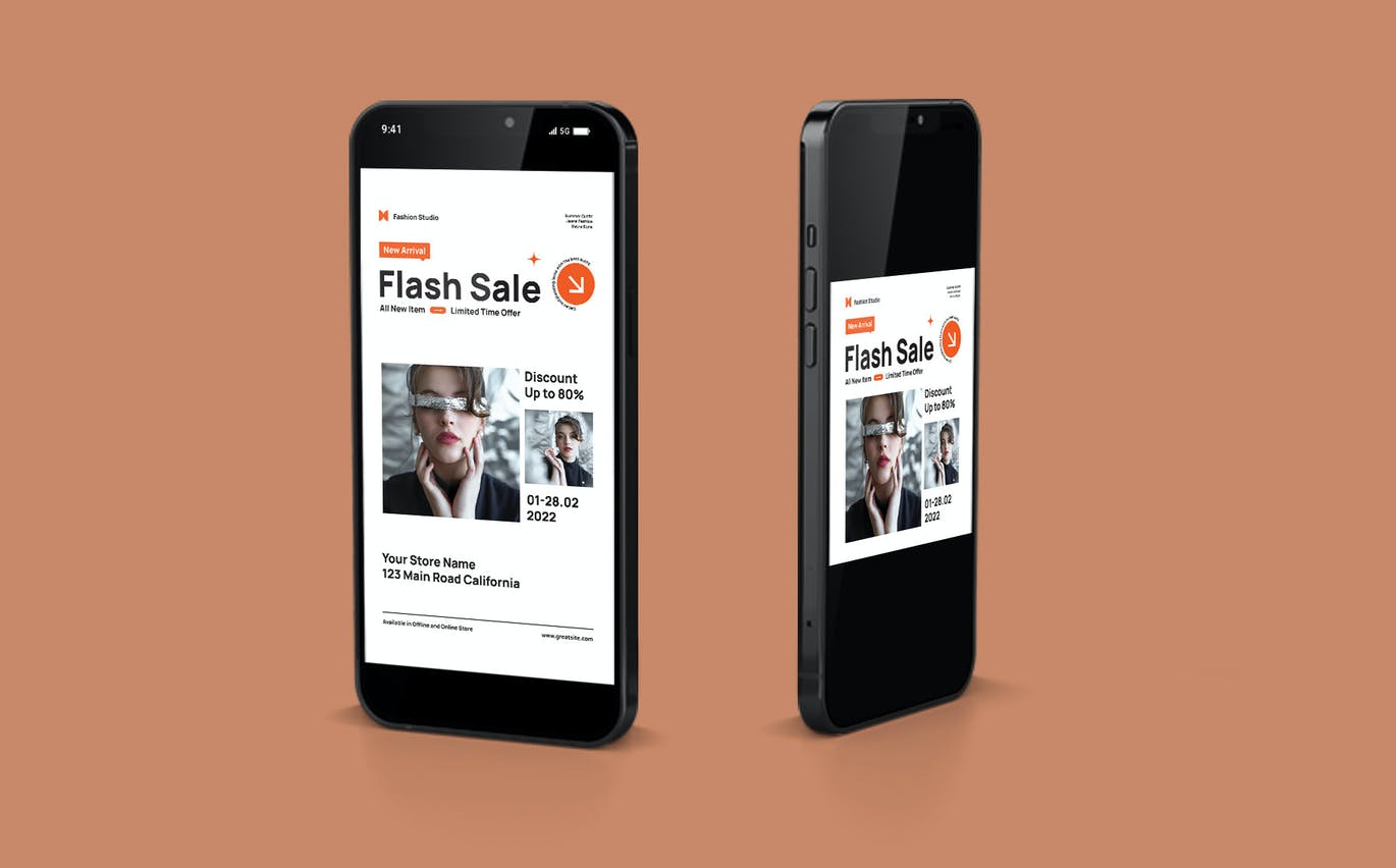 现代瑞士风格闪电销售传单模板 Flash Sale Flyer Template – Modern Swiss Style 设计素材 第2张