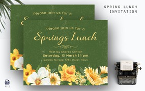 春季午餐邀请函设计模板 Spring Lunch Invitation