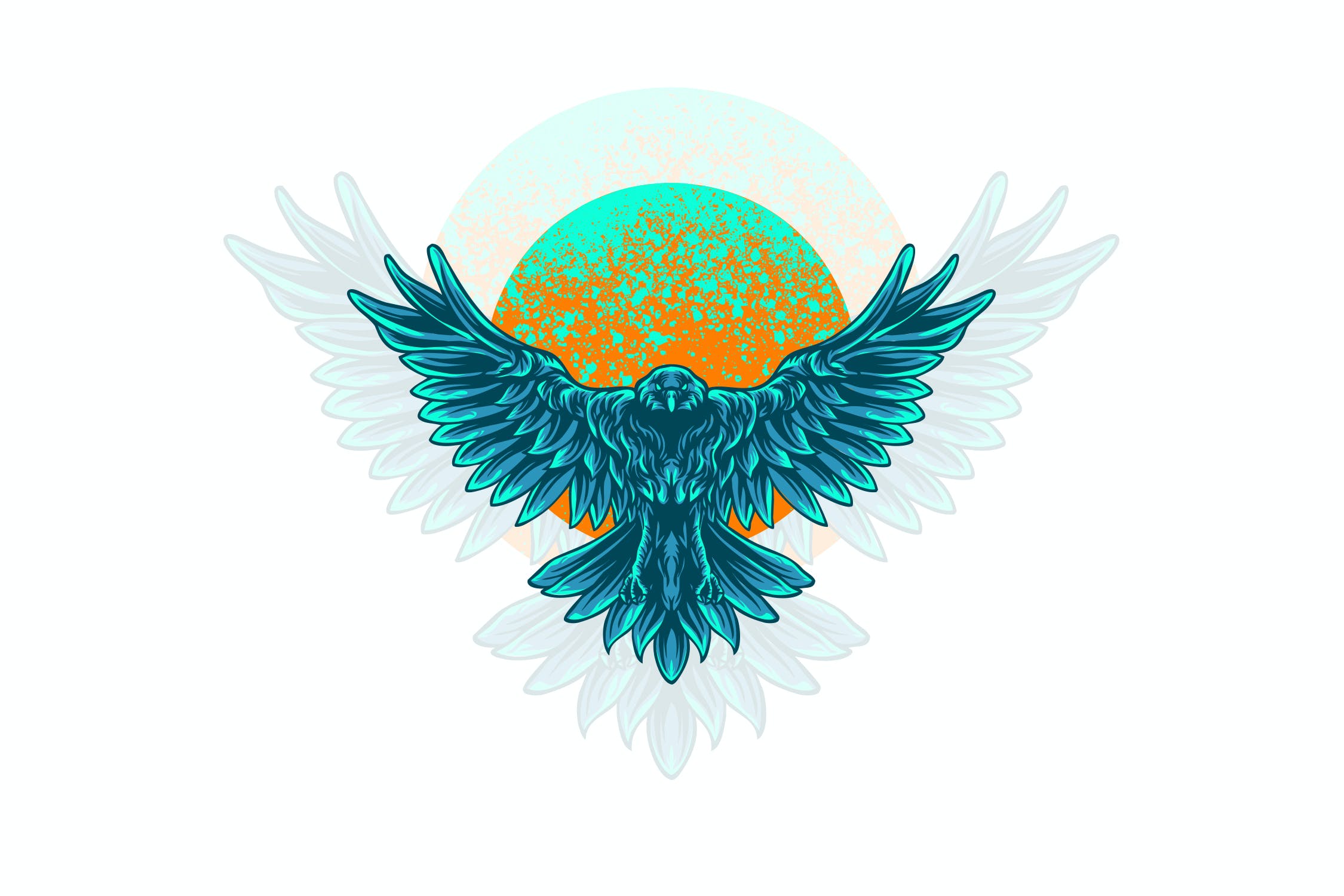 展翅乌鸦动物徽章插画 raven animal illustration 图片素材 第2张
