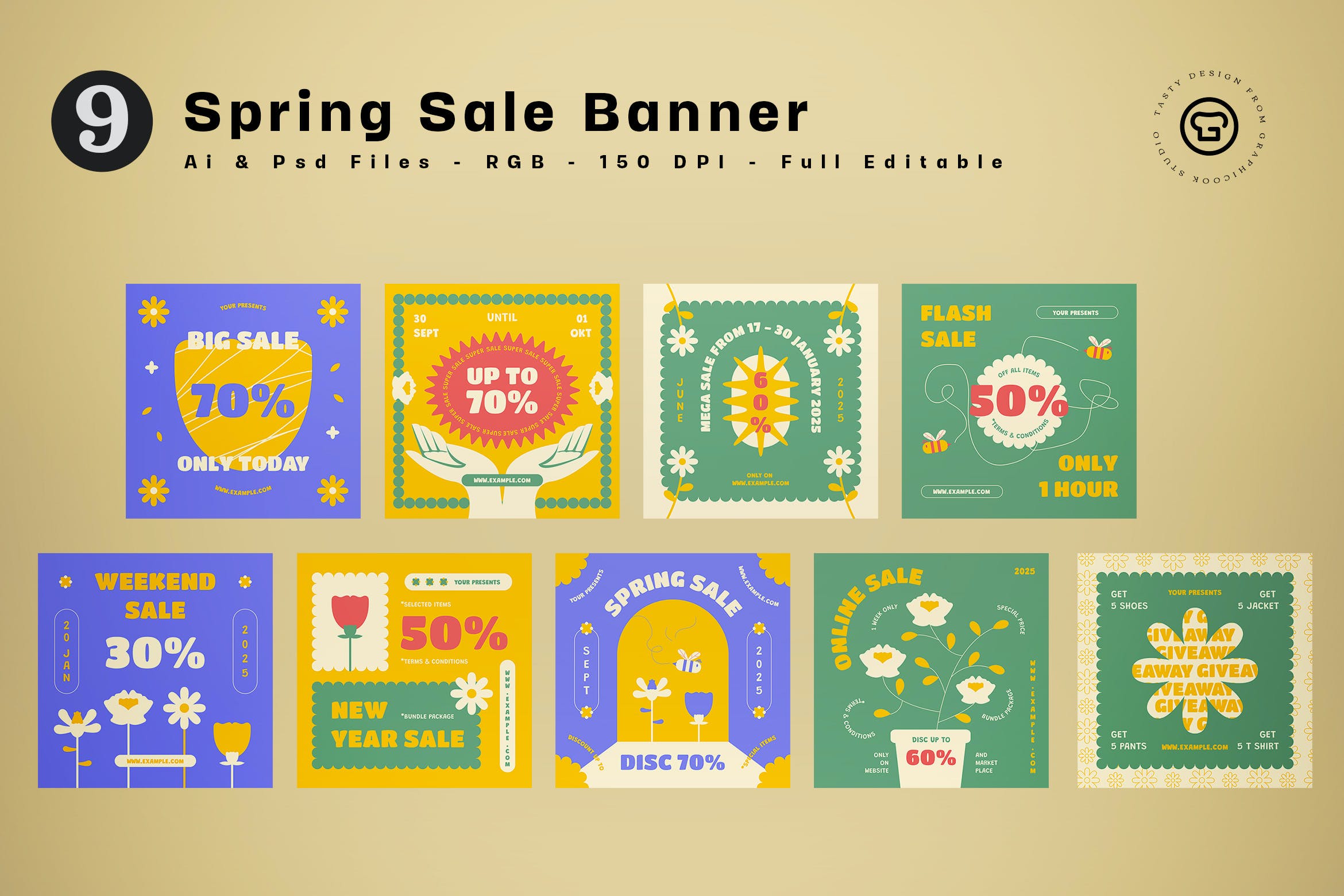 春季促销Banner广告模板 Spring Sale Banner 设计素材 第1张