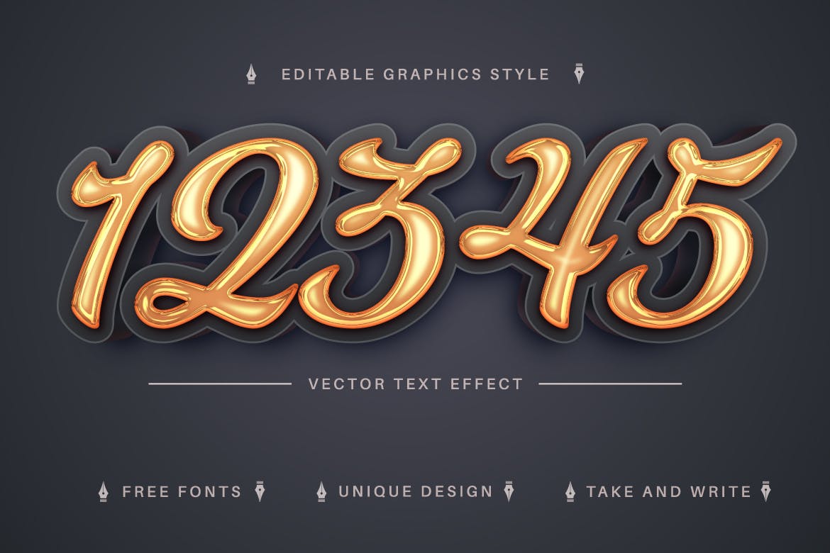 可编辑的3D金色液体文字效果 Good 3D- Editable Text Effect, Font Style 插件预设 第4张