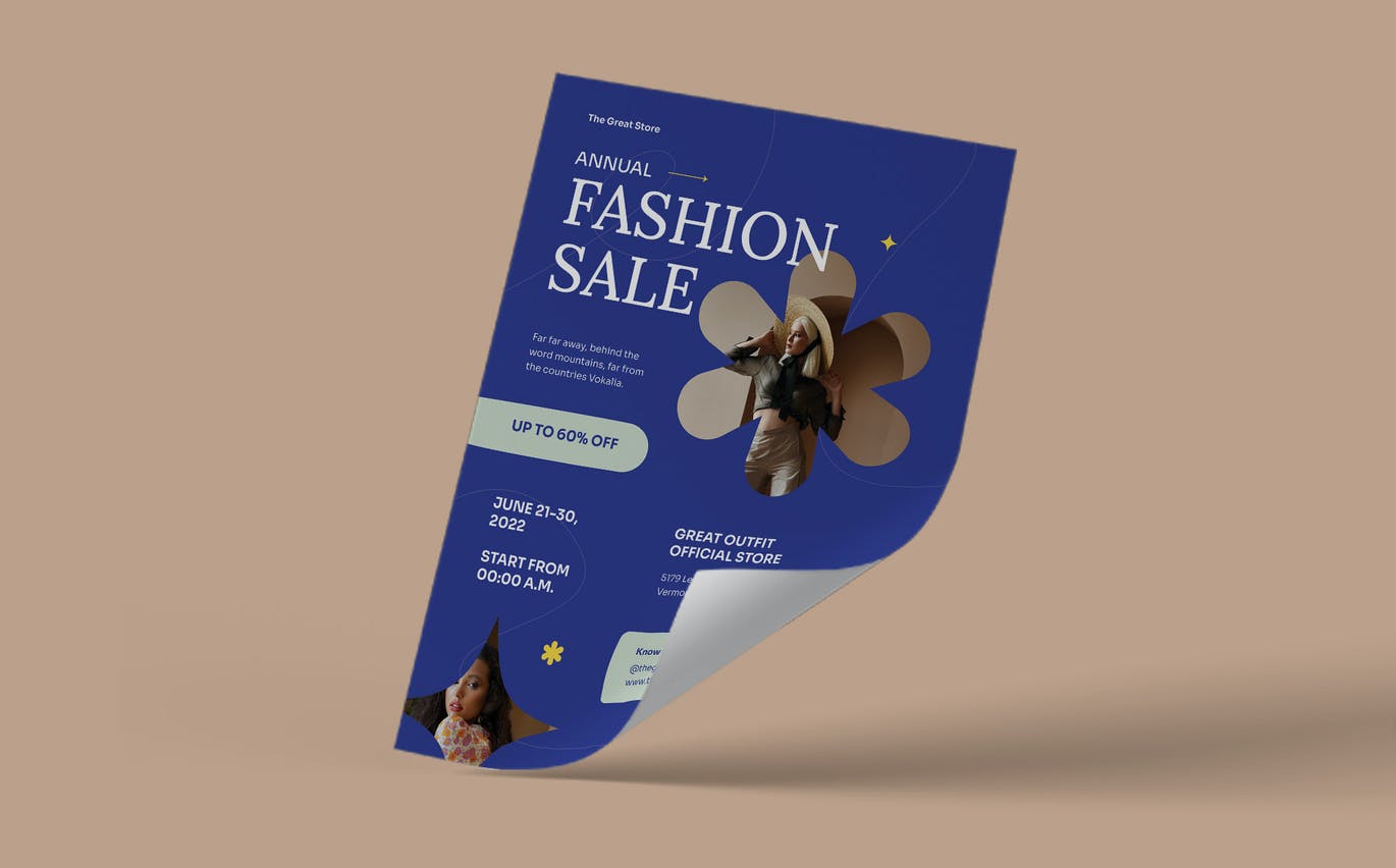 复古时尚促销传单模板 Retro Fashion Sale Flyer 设计素材 第4张
