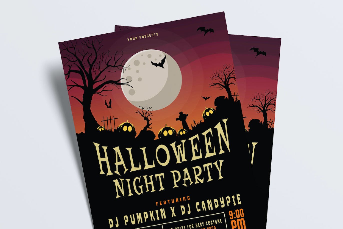 万圣节之夜派对宣传单模板 Halloween Night Party Flyer Set 设计素材 第3张