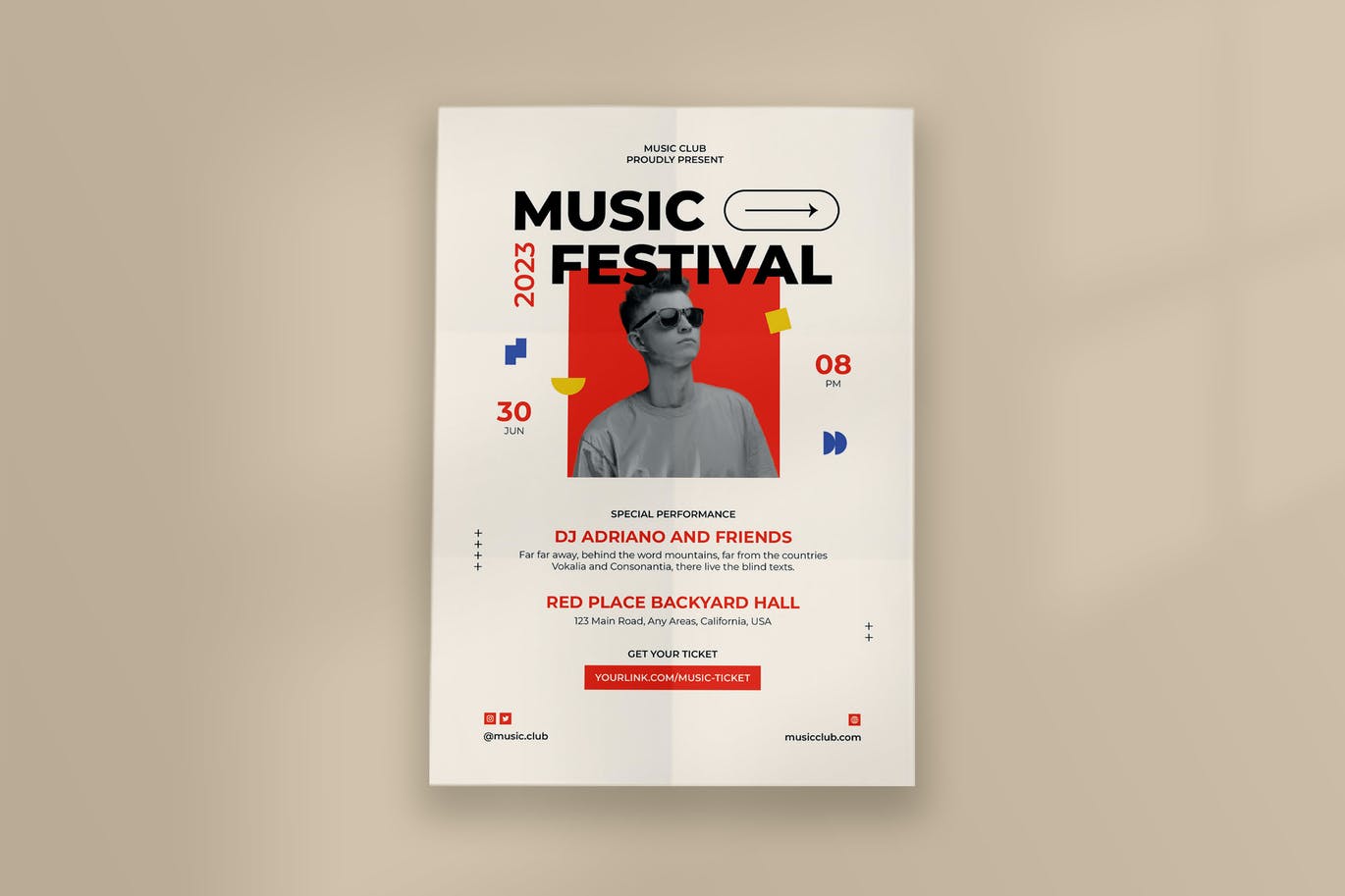 现代音乐节传单模板 Modern Music Festival Flyer Template 设计素材 第1张