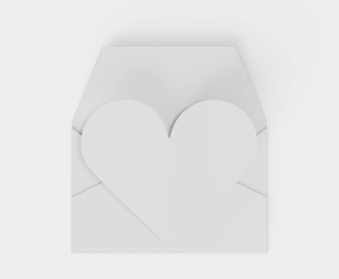 情人节信封&爱心纸张样机模板 Valentine’s Day Mockup 样机素材 第2张
