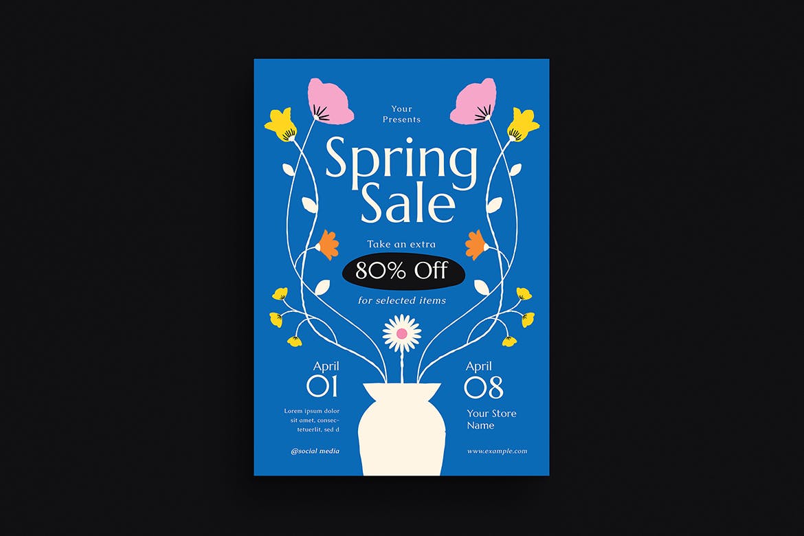 春季促销活动宣传单模板下载 Spring Sale Event Flyer Set 设计素材 第2张