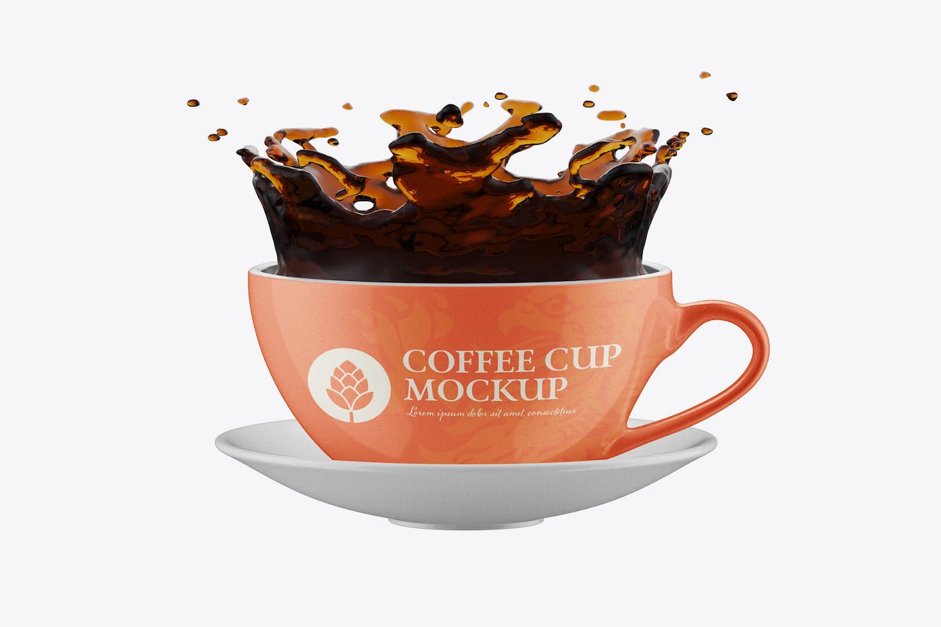 托盘咖啡杯品牌设计样机 Colorfull Coffee Cup with Splash Mockup 样机素材 第1张