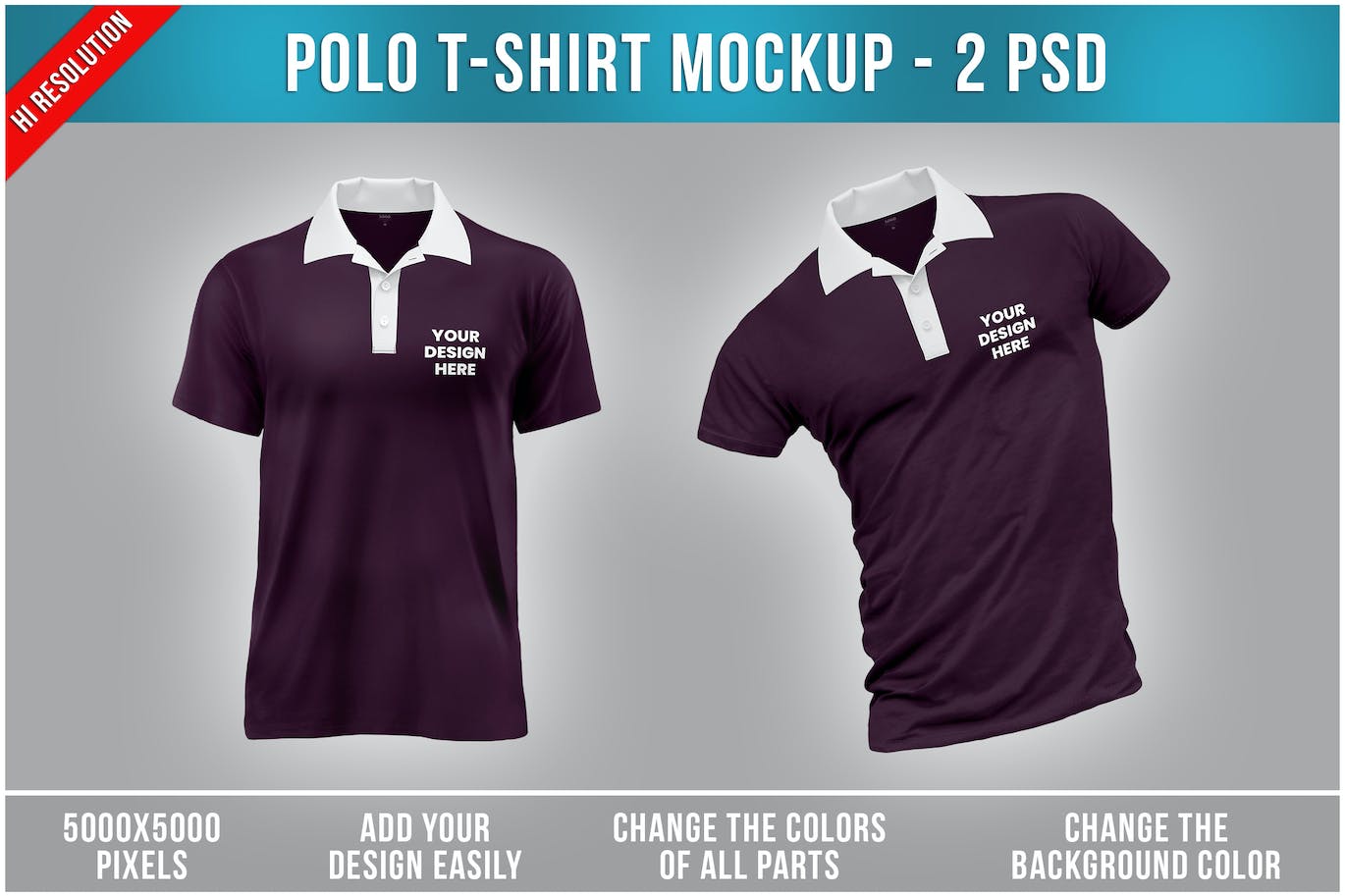 马球T恤Polo衫服装设计样机 Polo T-Shirt Mockup 样机素材 第1张