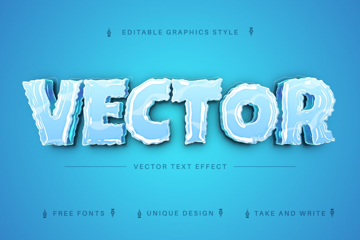 冻结冰块字体样式矢量文本效果 Frozen Winter – Editable Text Effect, Font Style 插件预设 第5张