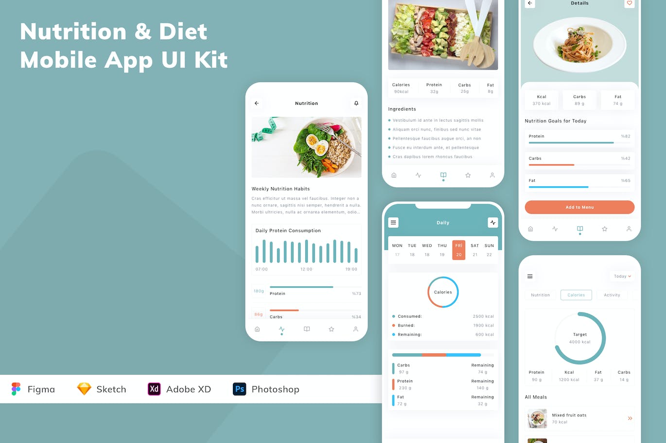 营养与饮食应用程序App设计UI工具包 Nutrition & Diet Mobile App UI Kit APP UI 第1张