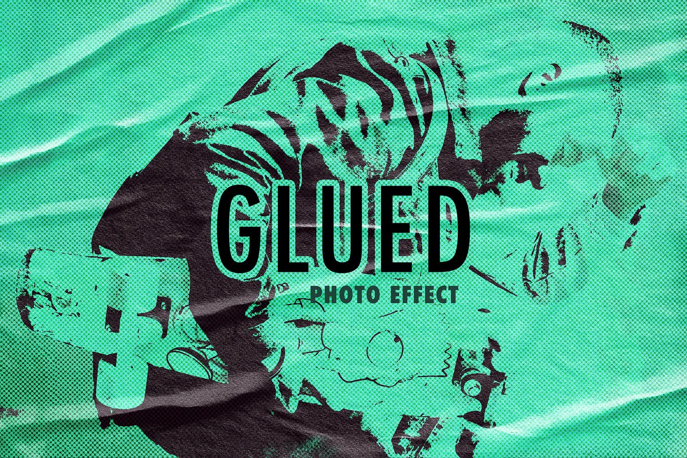 胶粘折痕海报照片效果模板 Glued Poster Photo Effect 插件预设 第1张