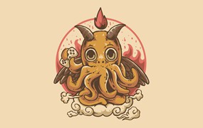 游戏鱿鱼Logo插画设计 game squid illustration design